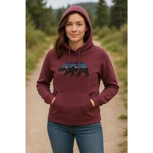 Patagonia Women's Burgundy Bear Logo Hoodie